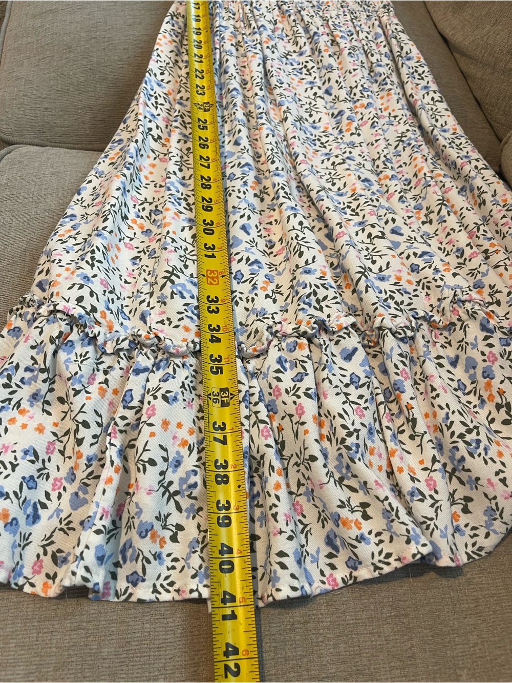 Jessica Simpson Girls Cream Dress with Blue and Peach Floral Print XL (14/16) - Picture 12 of 12